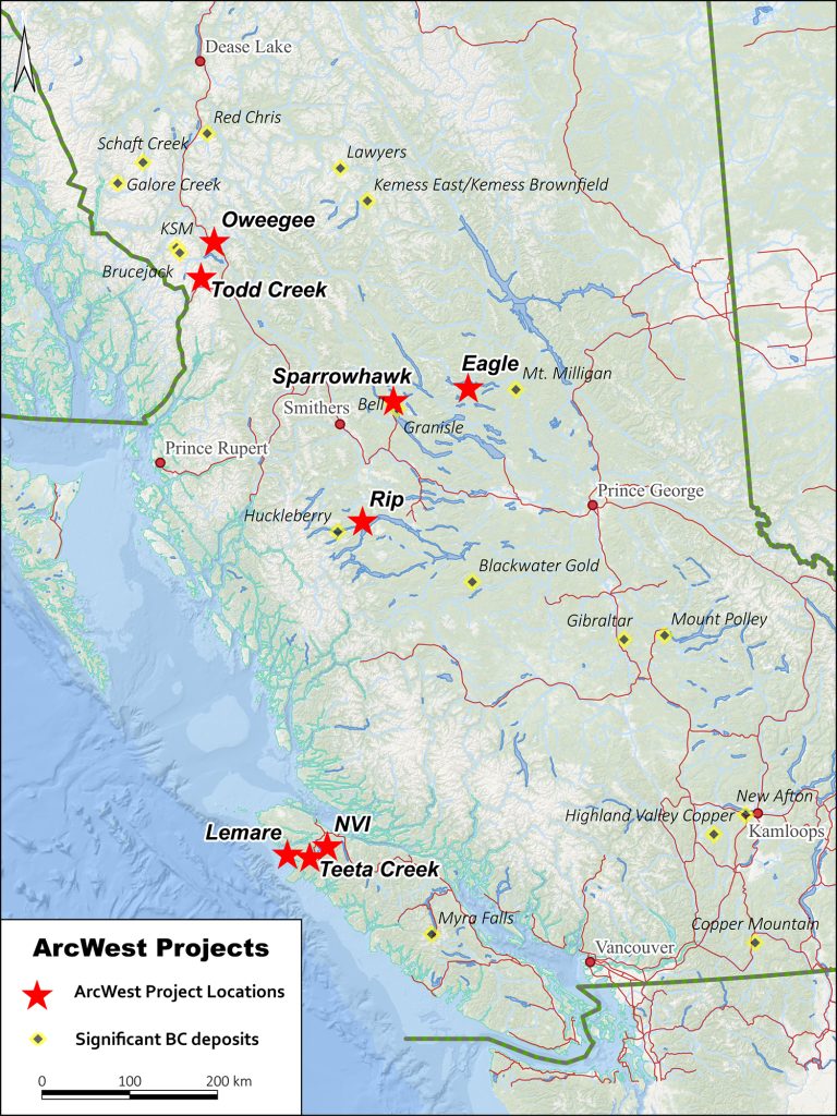 Bcdo Map BC Projects Map - ArcWest Exploration Inc.